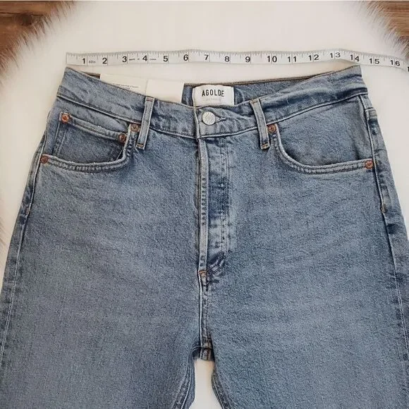Agolde Riley High Rise Straight Leg Crop Denim Jeans In Whiplash NWT - Picture 6 of 11